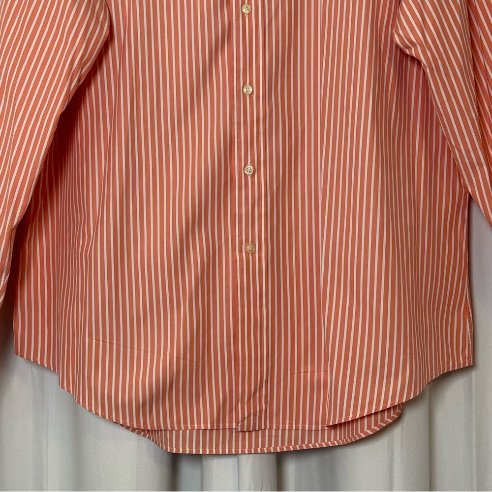 Ralph Lauren Custom Fit Striped Button Down Shirt Mens 17.5 XL Orange White - Picture 4 of 10